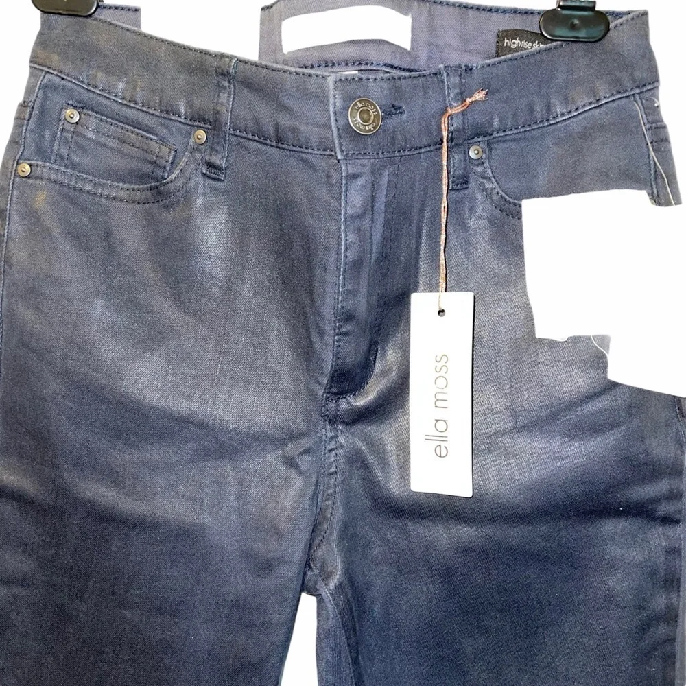 NWT! Ella Moss Slate Blue Coated High Rise Skinny Ankle - Picture 5 of 6